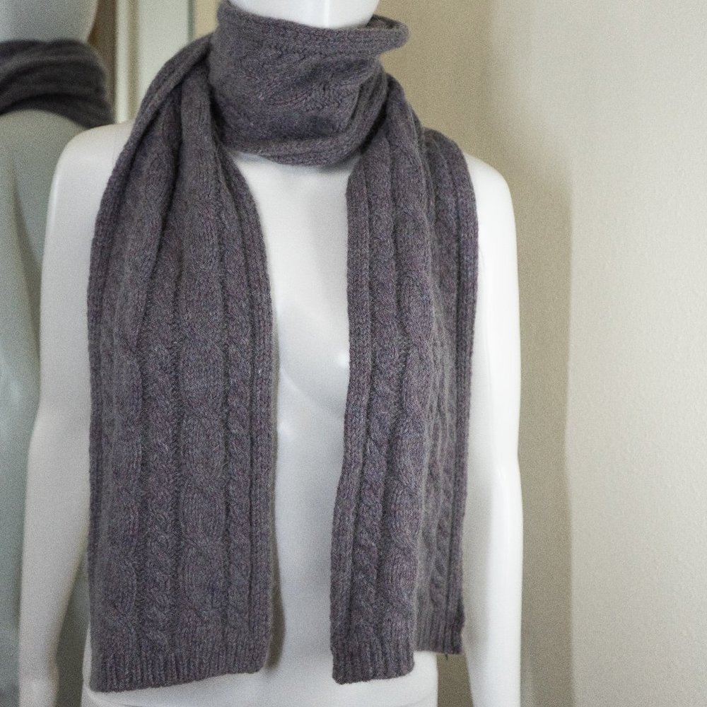 Ralph Lauren Cable Knit Gray and Purple-hue Scarf